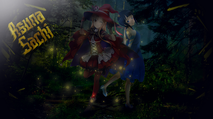 Asuna and Sachi from Sword Art Online in a forest