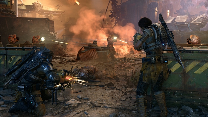 Kait Diaz from Gears of War in combat