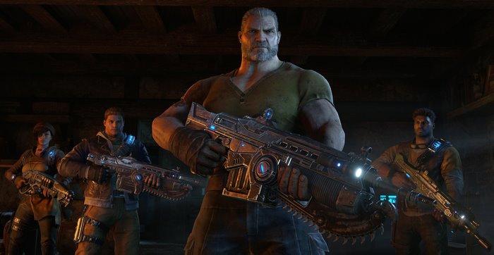 Gears of War characters with Lancer rifles