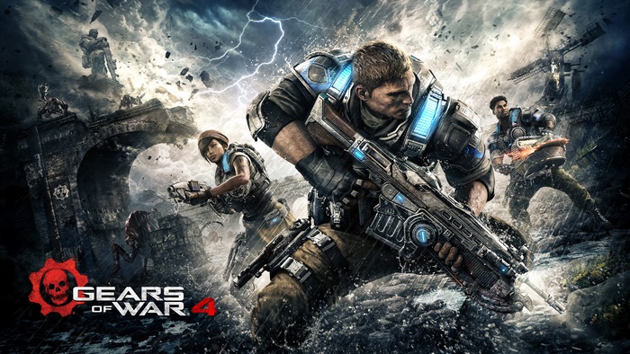 Gears of War 4 characters in a storm