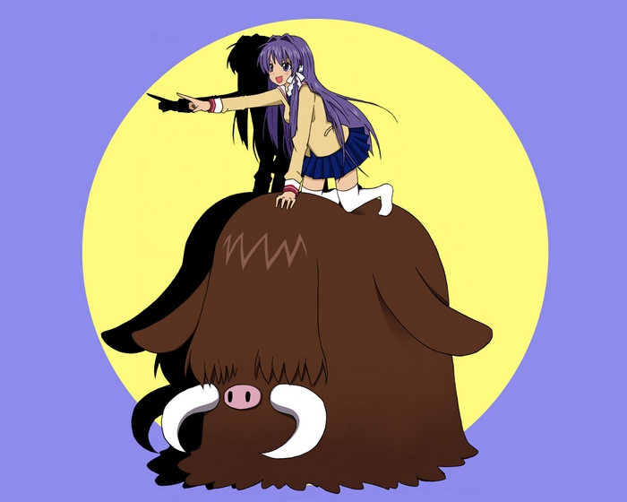 Girl riding a brown creature