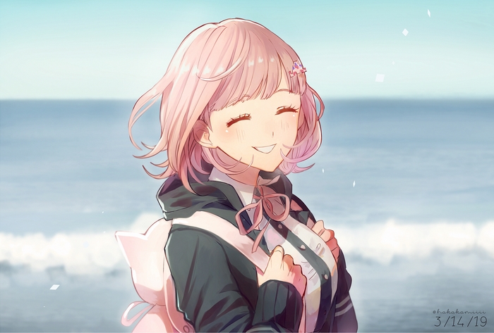 Chiaki Nanami from Danganronpa at the beach