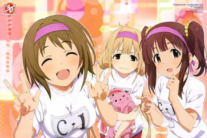 Anzu Futaba and two other girls from Idolmaster Cinderella Girls