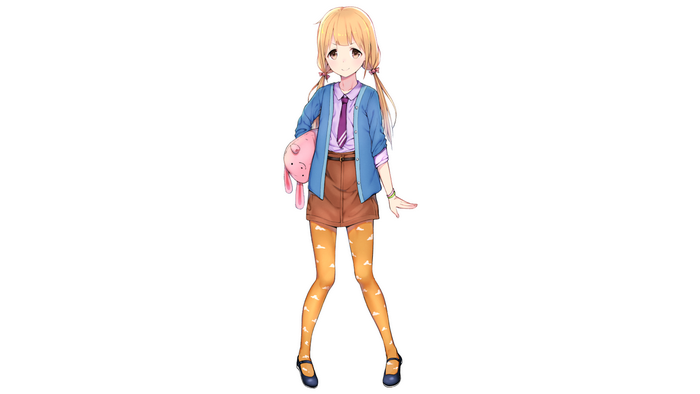 Anzu Futaba holding a pink plush toy