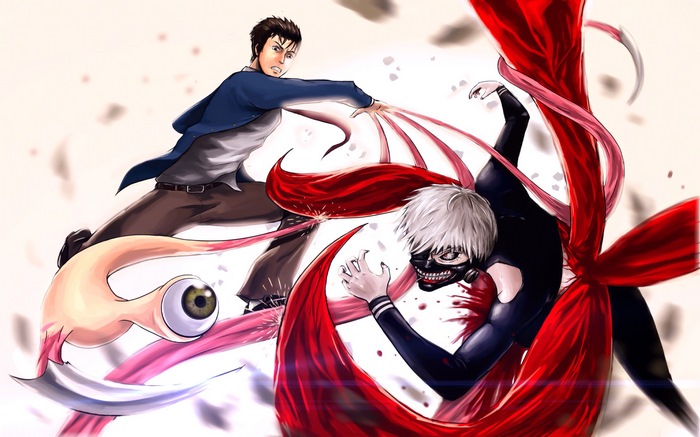 Shinichi Izumi and Ken Kaneki fighting