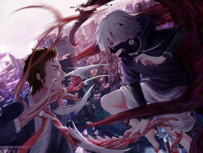 Kaneki Ken and Shinichi Izumi fighting