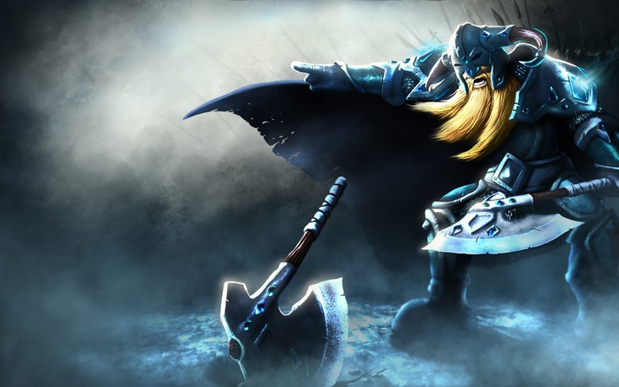 Olaf from League of Legends with an axe