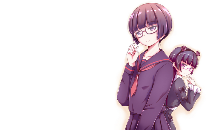 Two girls in school uniforms with glasses