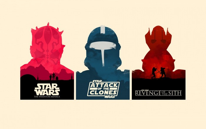Star Wars The Phantom Menace, Attack of the Clones, Revenge of the Sith posters
