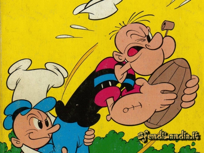 Popeye and Swee'Pea playing American football