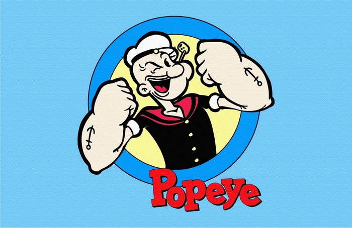 Popeye flexing his muscles