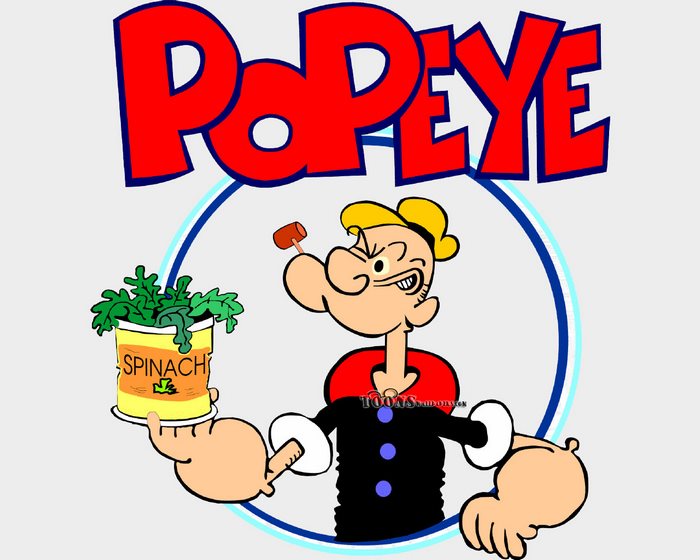 Popeye holding a can of spinach