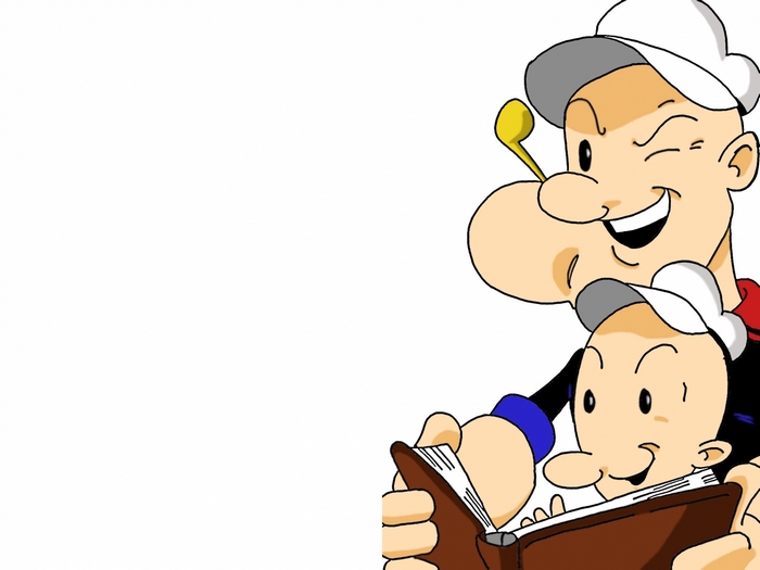 Popeye and Swee'Pea reading a book