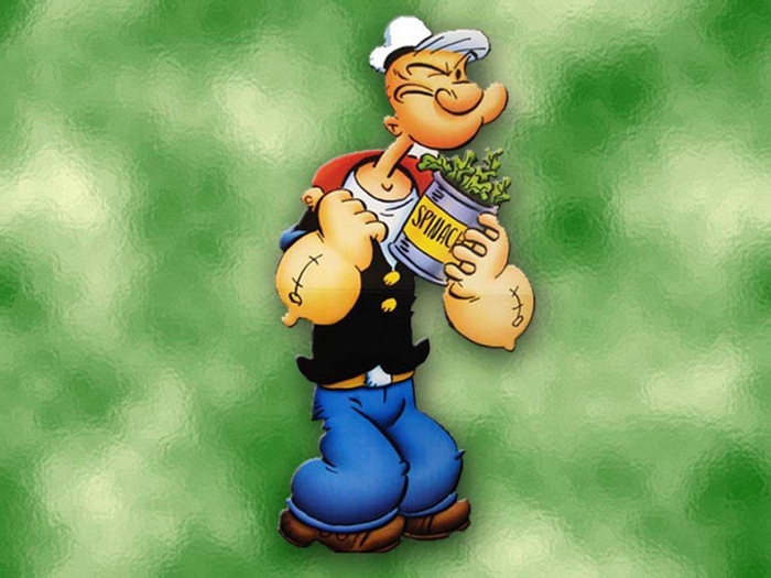 Popeye holding a can of spinach