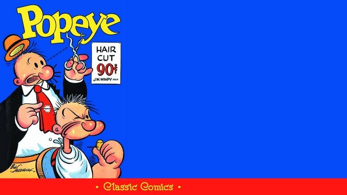 Popeye and Wimpy getting a haircut