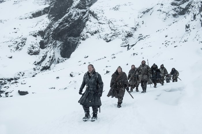 Thoros of Myr and companions in snowy mountains