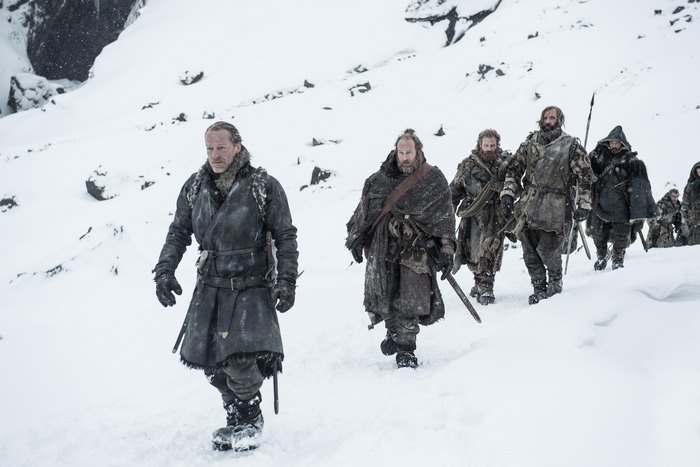 Thoros of Myr and companions in the snow