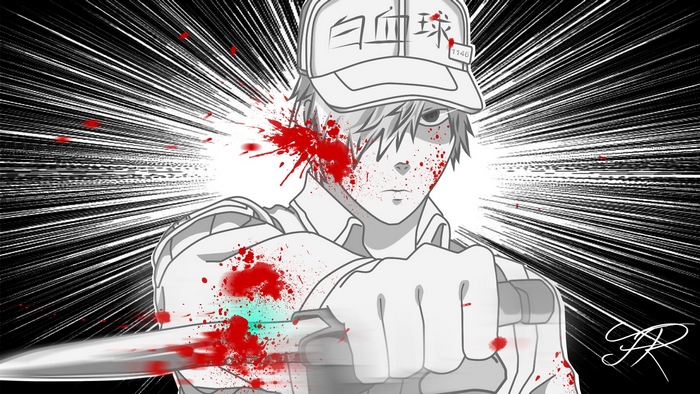 U-1146 from Cells At Work! with knife