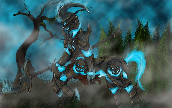 Hecarim from League of Legends in a forest