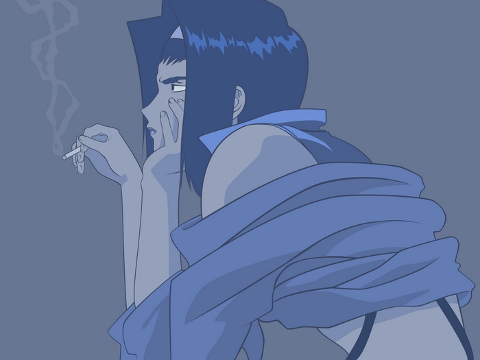 Faye Valentine from Cowboy Bebop smoking
