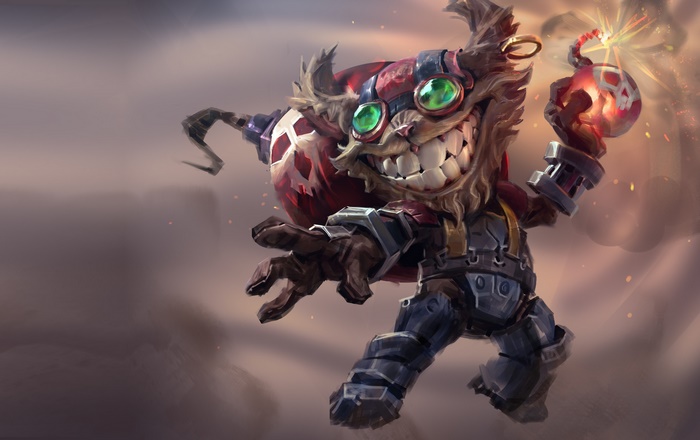 Ziggs from League of Legends holding a bomb