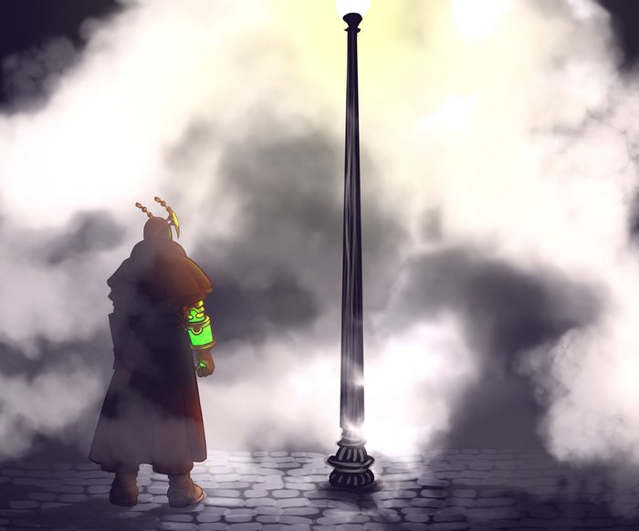Androxus from Paladins standing in fog