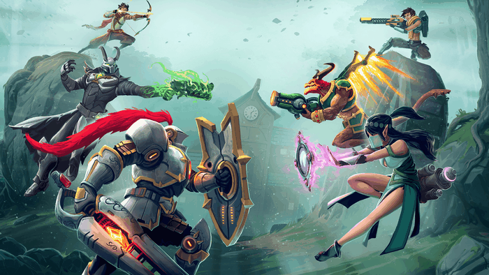 Paladins characters in a battle scene