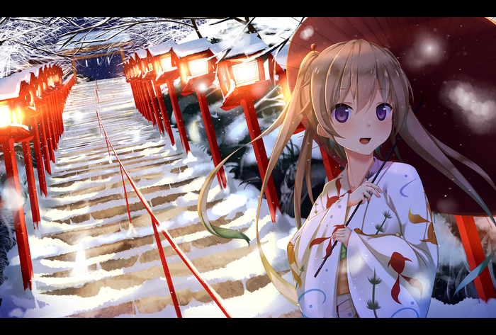 Mashiro Arisaka in a snowy shrine