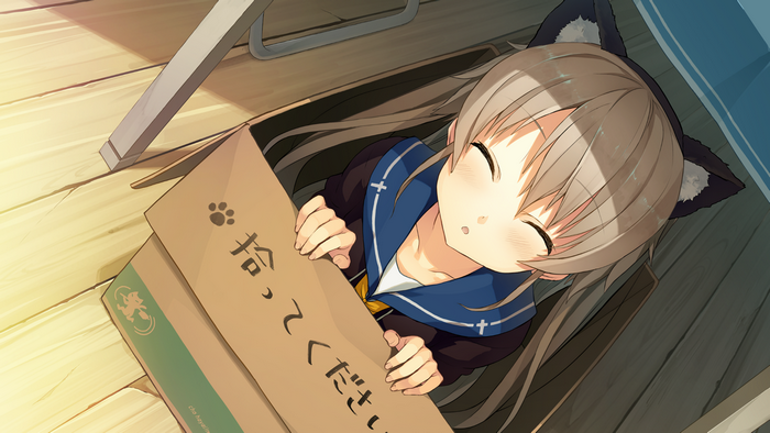 Mashiro Arisaka in a cardboard box