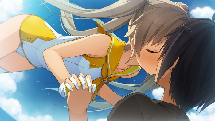 Mashiro Arisaka kissing a boy