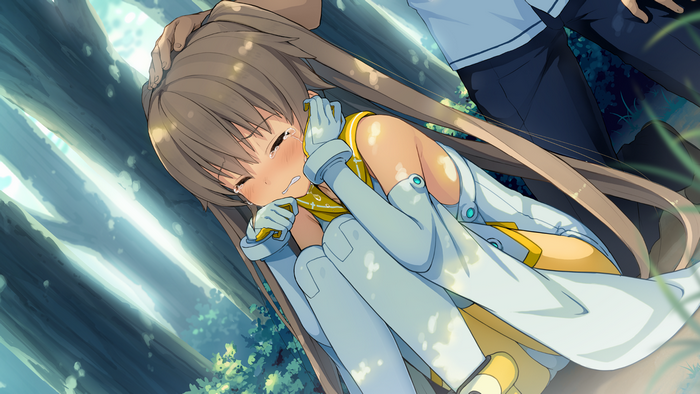 Mashiro Arisaka crying in a forest
