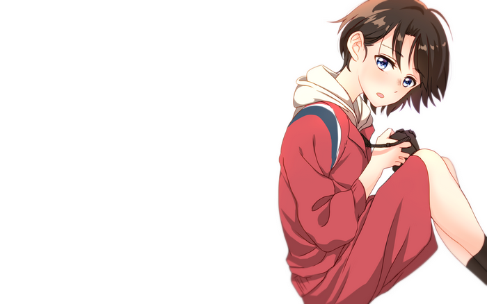 Yuzuru Nishimiya holding a camera