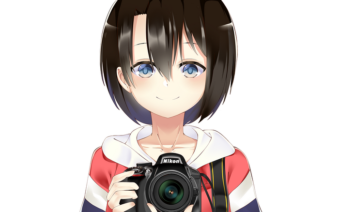 Girl holding a Nikon camera