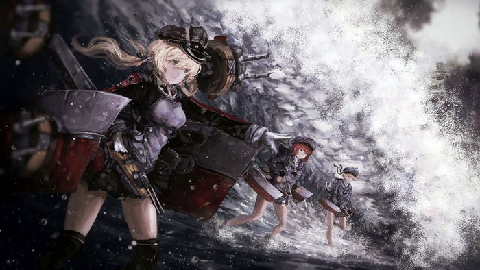 Prinz Eugen from Kantai Collection in rough seas