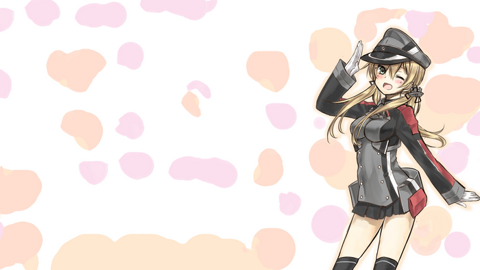 Prinz Eugen from Kancolle salutes
