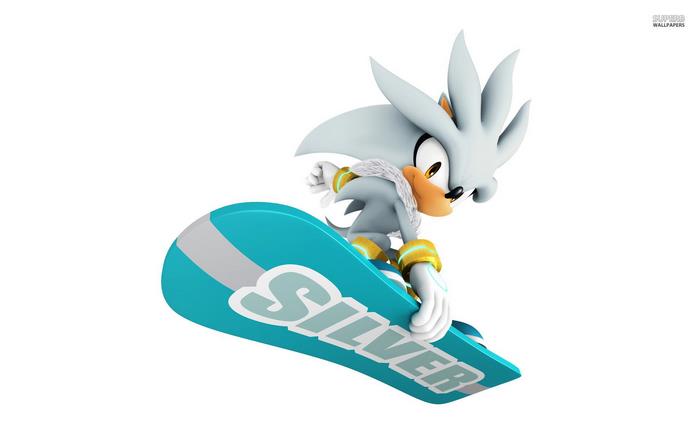Silver the Hedgehog snowboarding