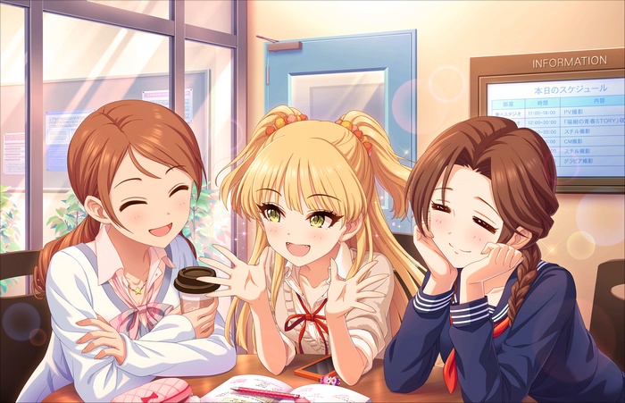 Three girls in a cafe