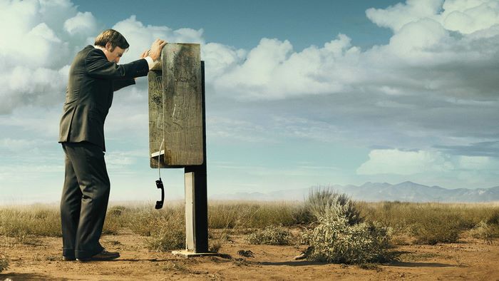 Jimmy McGill at a payphone in the desert