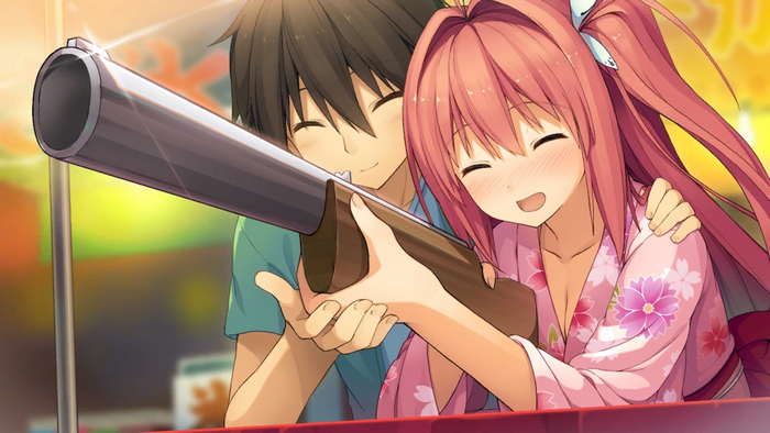 Asuka Kurashina aiming a rifle