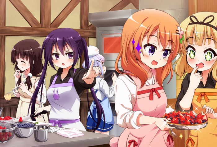 Chiya Ujimatsu and friends baking a strawberry pie