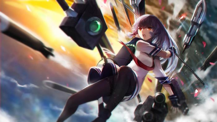 Murakumo from Kancolle in battle