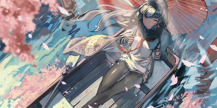 Murakumo from Kancolle in a boat