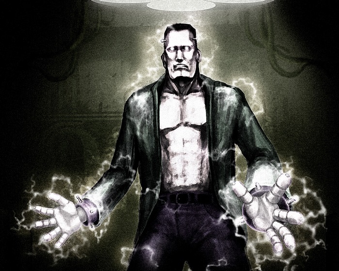 Frankenstein's monster with electrical energy