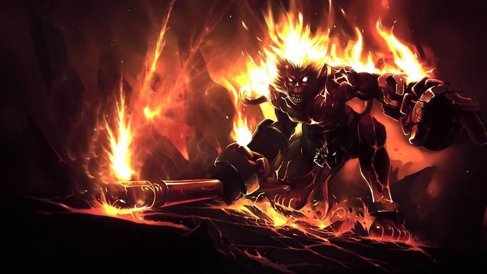 Wukong from League of Legends on fire