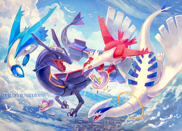 Rayquaza Soaring in a Vibrant Sky Battle