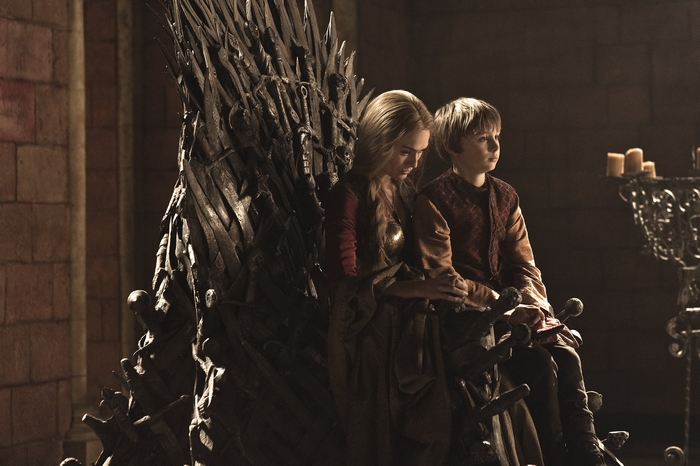 Tommen Baratheon and Cersei Lannister on the Iron Throne