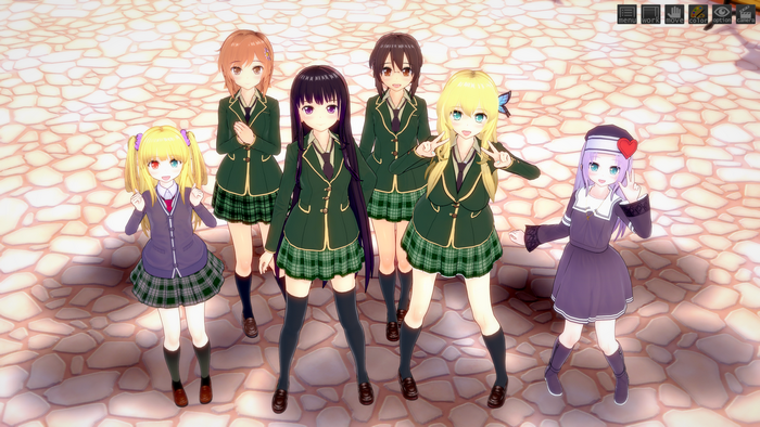 Group of anime girls in school uniforms