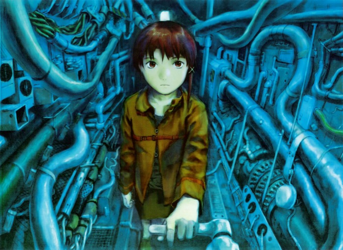 Lain Iwakura in a mechanical environment