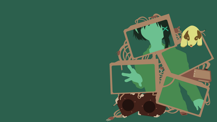 Lain Iwakura surrounded by monitors