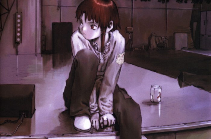 Lain Iwakura sitting in a room